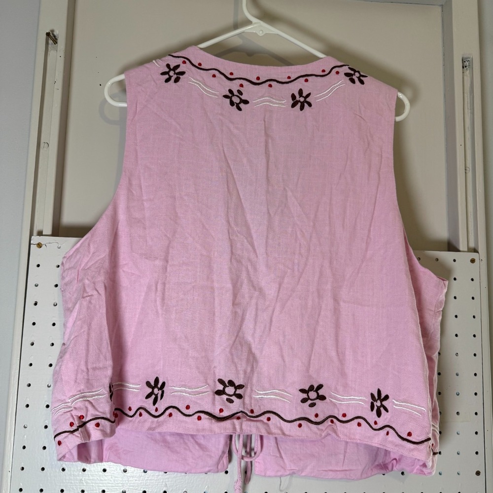 Princess Polly Boho Waistcoat Women's Size 12 Vest Floral Embroidered Tie-Front - Picture 6 of 12